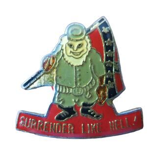 Vintage "Surrender Like Hell" Pin Hat/Lapel Soldier Enamel One Inch Americana